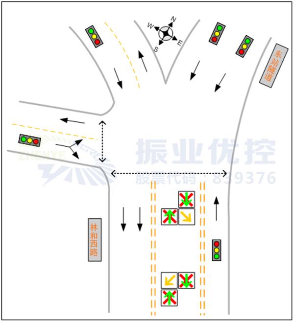 圖4 優(yōu)化后可變車道燈組設(shè)置情況