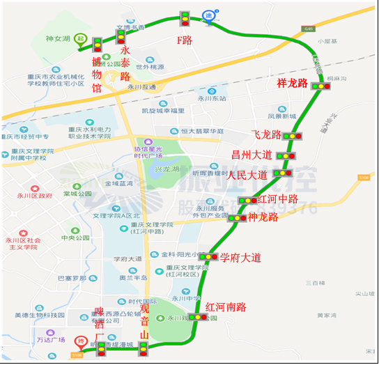 圖1 協(xié)調(diào)路段13個路口分布圖