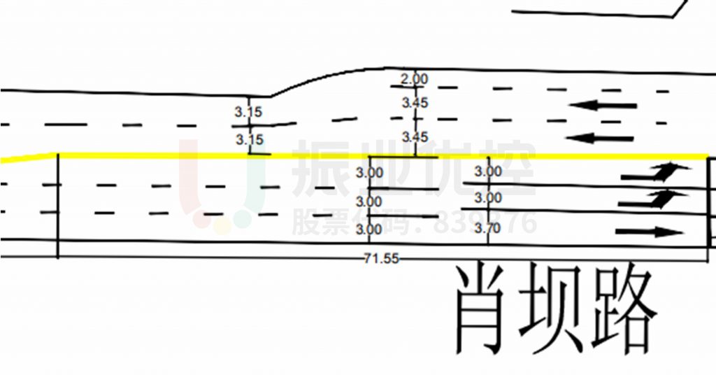 圖7 西進(jìn)口新增左轉(zhuǎn)排隊(duì)車道示意圖
