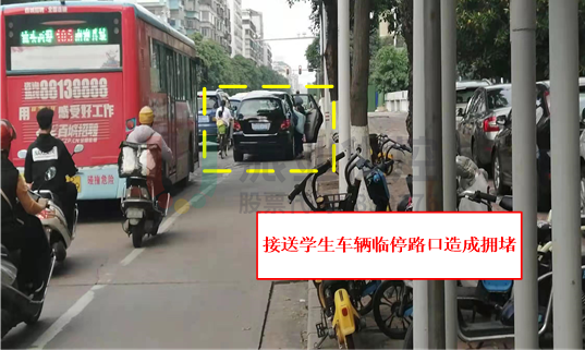 圖7 晚高峰西進口附近有臨停車輛