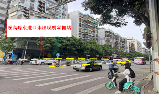 圖17 晚高峰東進口未出現(xiàn)明顯擁堵