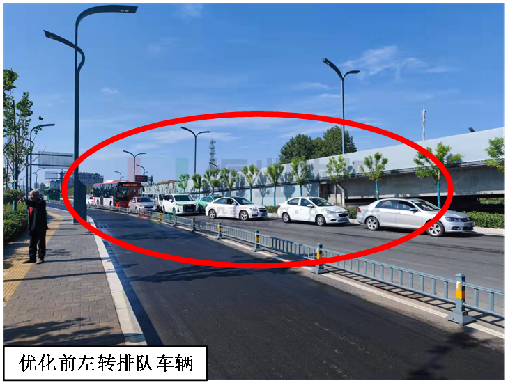 圖6 南進(jìn)口優(yōu)化前后排隊(duì)長度對比