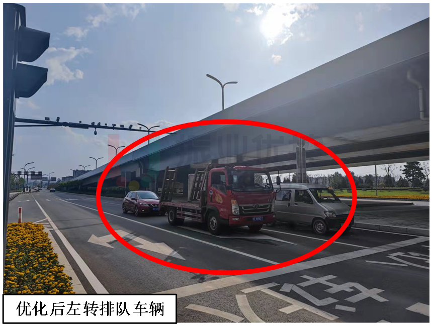 圖6 南進(jìn)口優(yōu)化前后排隊(duì)長度對比