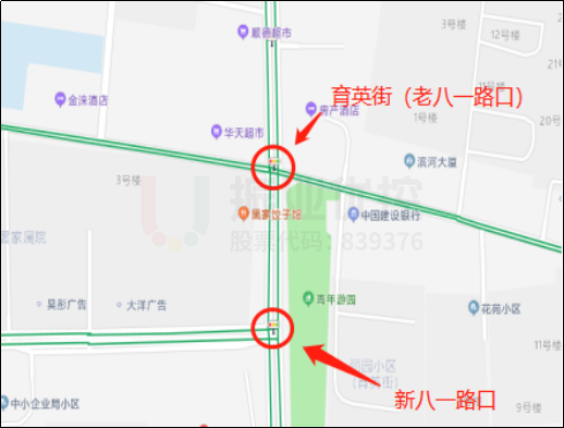 圖1 新、老八一路口區(qū)位圖