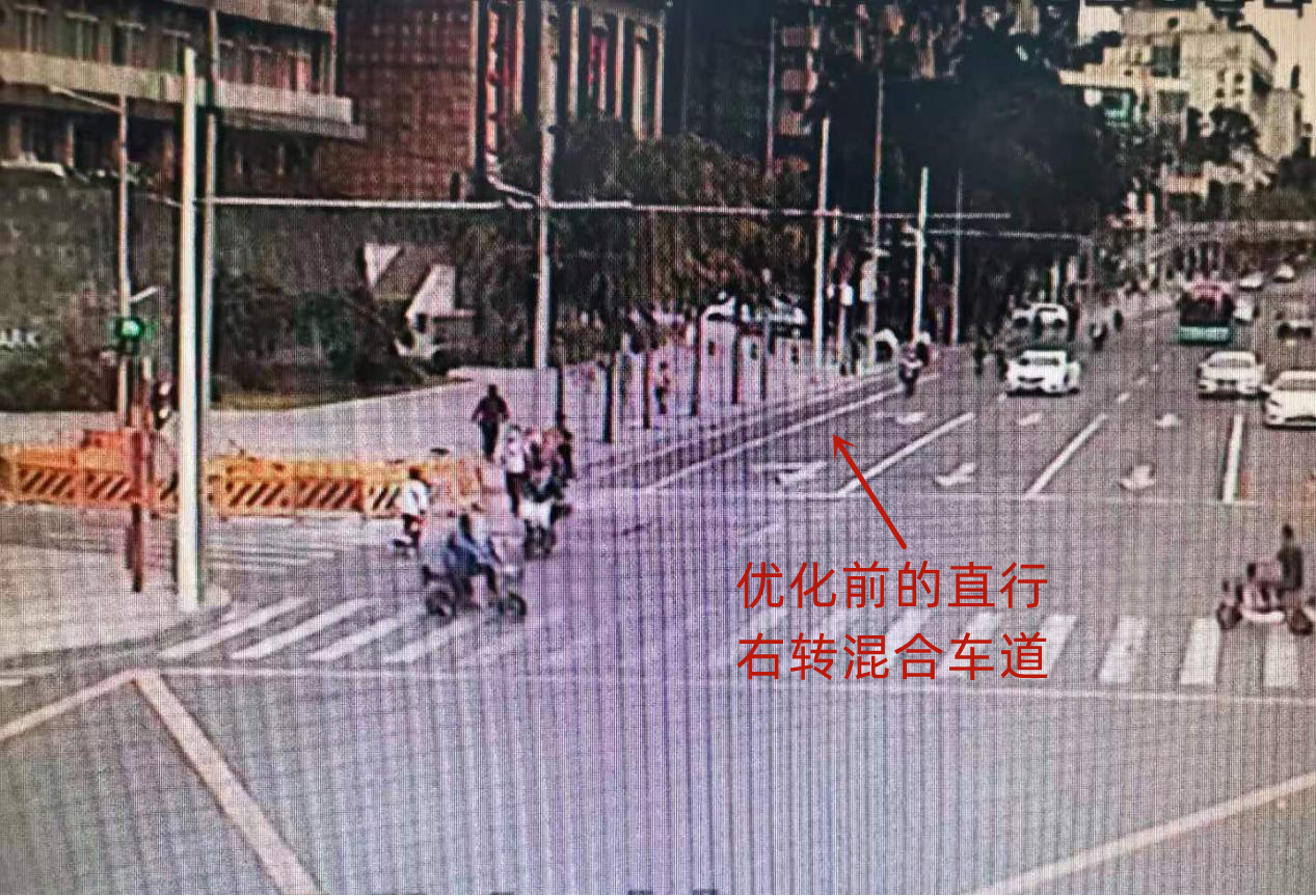 圖8 路口優(yōu)化前北進口直行右轉(zhuǎn)混合車道