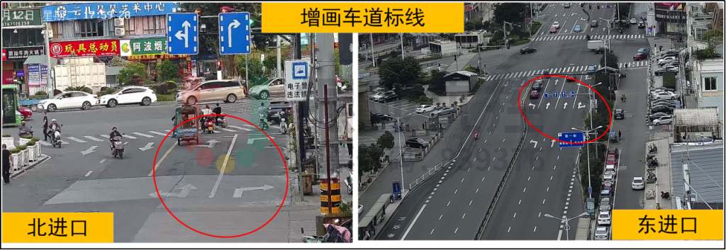 圖7 優(yōu)化后東、北進(jìn)口車(chē)道標(biāo)線