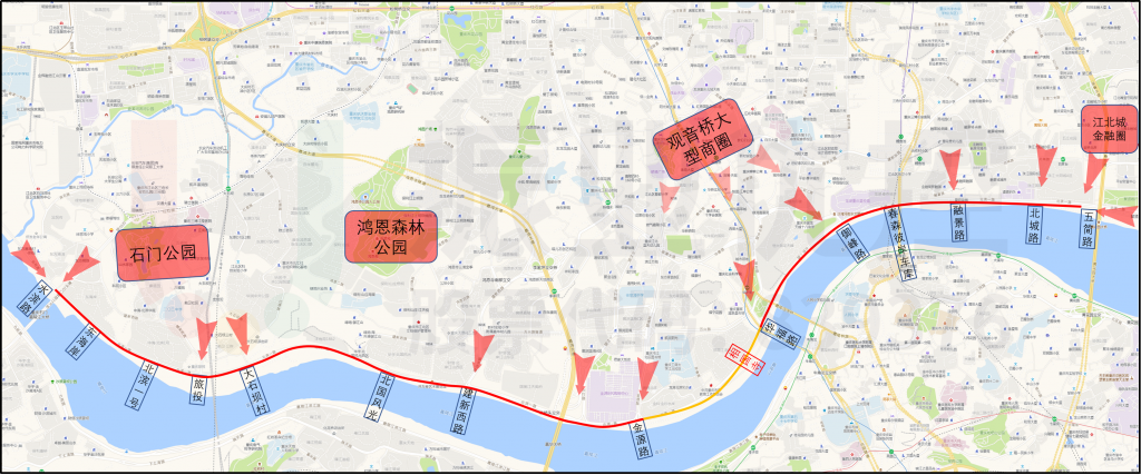 圖1 北濱一路協(xié)調(diào)路段點(diǎn)位圖
